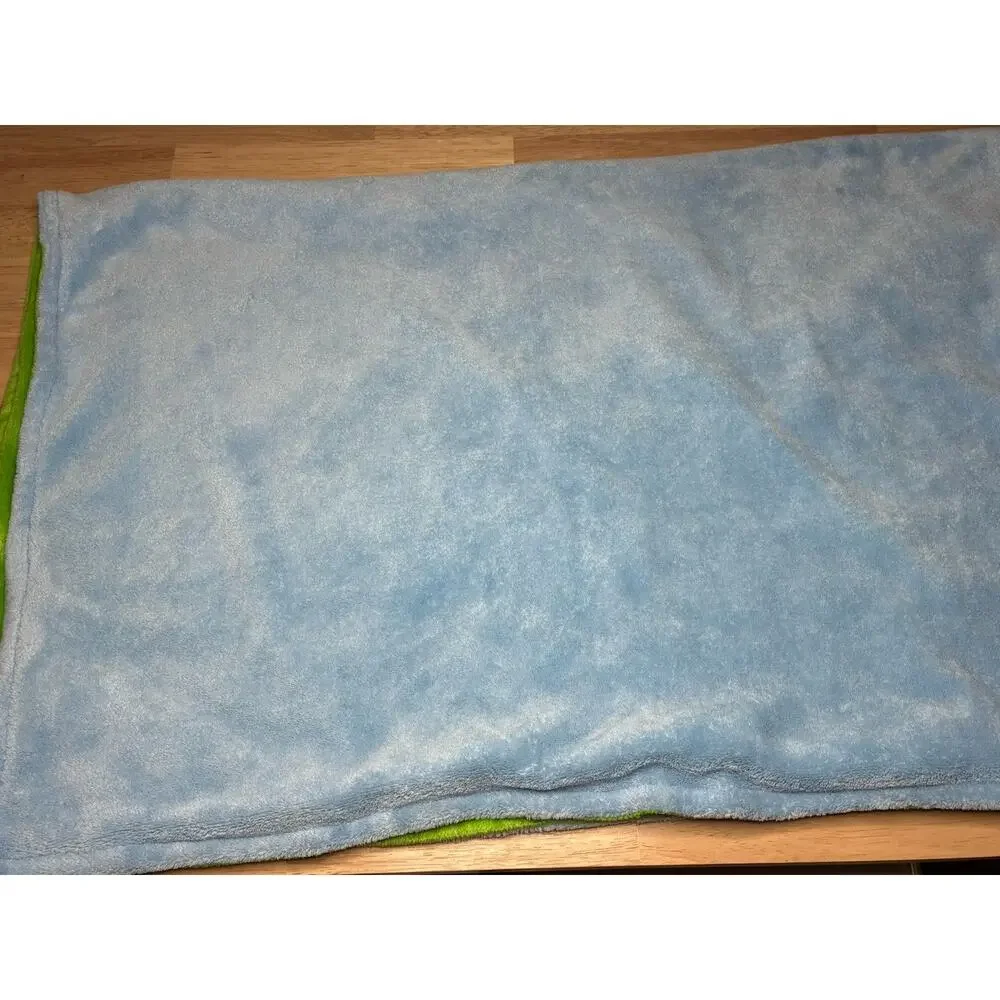 Taggies Blue Monster Baby Blanket Green Plush Security Lovey 30x40